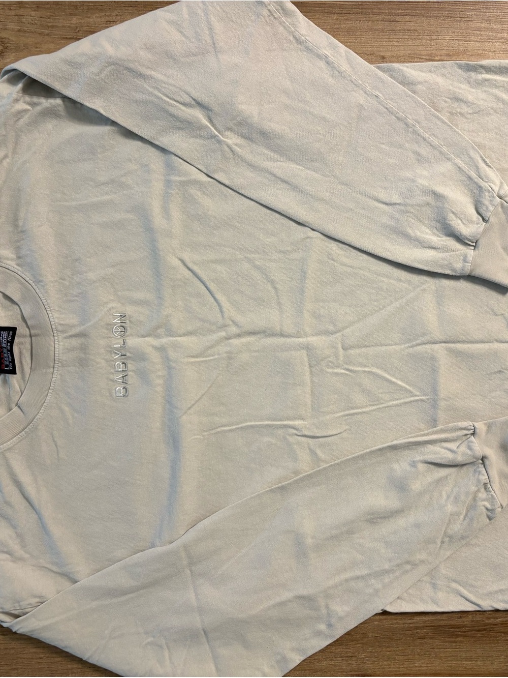 Men's Cream Long Sleeve Cotton Tee